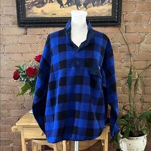 Vintage Patagonia Synchilla Blue and Black Buffalo Plaid Fleece
